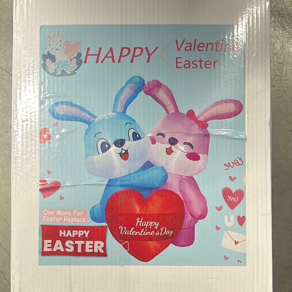 Valentine's and Easter Bunny Inflatable - Blue and Pink